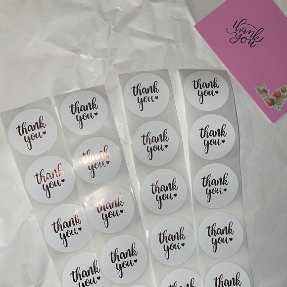 50 Rose Gold Thank You Stickers‎ - Picture 1 of 4